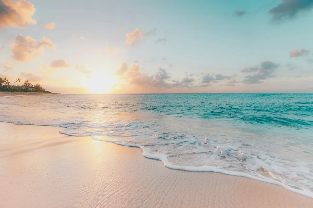 Warm sunset over a quiet shoreline